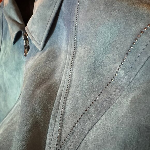 $2498 JOHN VARVATOS Blue Steel ROCKAWAY Suede Jacket sz 48 - Picture 5 of 16